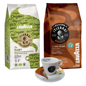 ZESTAW - Kawa ziarnista Lavazza Tierra Brasil 100% Arabica 1kg + Lavazza Tierra for Planet 1kg + filiżanka - opinie w konesso.pl