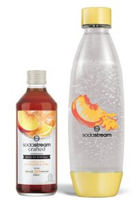 ZESTAW - Baza do koktajli SodaStream Crafted Brzoskwinia Imbir 330 ml + Butelka 1l - opinie w konesso.pl