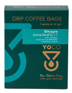 Drip-Bagi YoCo Coffee Ethiopia Jimma MC Decaf Gr.I 5x12g - NIEDOSTĘPNY - opinie w konesso.pl