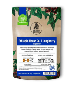 Kawa ziarnista Ingagi Coffee Etiopia Harar Gr.1 Longberry 250g - NIEDOSTĘPNY - opinie w konesso.pl