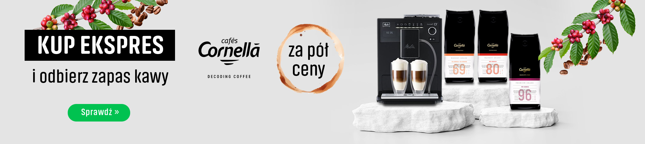 Kup ekspres i odbierz kawy Cornella za pół ceny