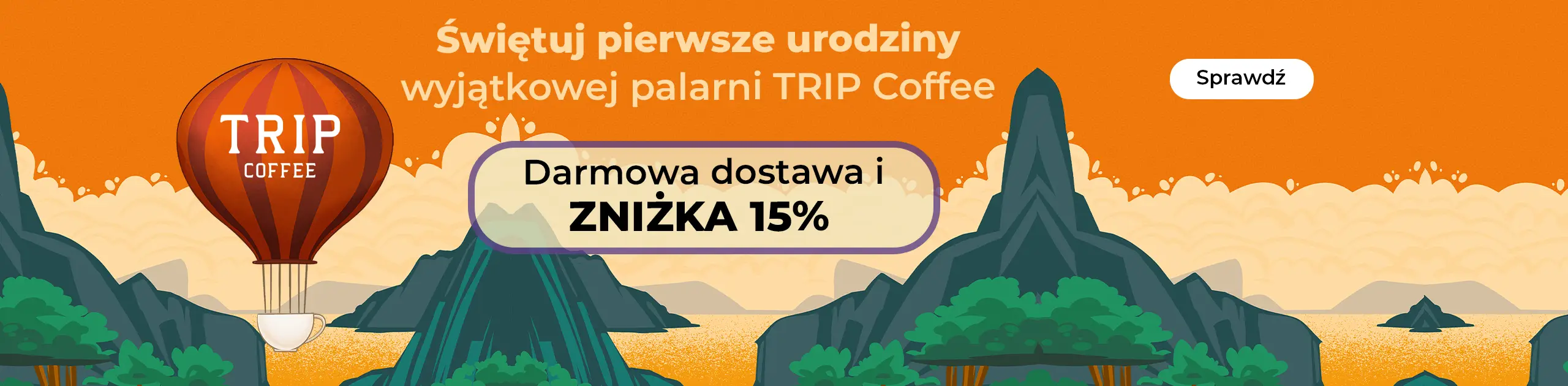 Darmowa Dostawa i Zniżka 15% kupując kawy Trip Coffee