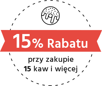 15% Rabatu przy zakupie 15 kaw i więcej