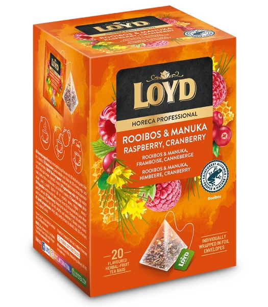 Herbata owocowa Loyd Rooibos & Manuka z maliną i żurawiną 20x2g