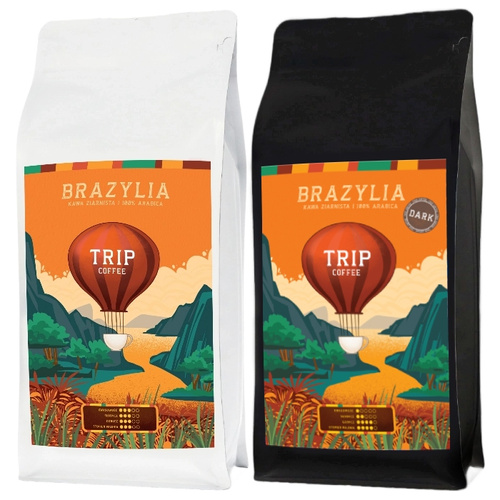 ZESTAW - Kawa ziarnista Trip Coffee Brazylia 1kg + Trip Coffee Brazylia DARK 1kg