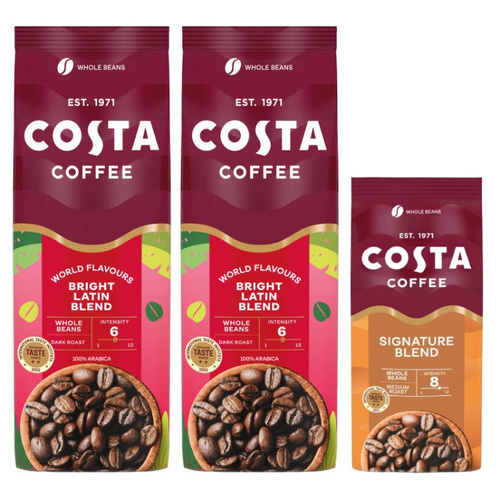 ZESTAW - Kawa ziarnista Costa Coffee Bright Blend zestaw 2x1kg + Costa Coffee Signature Blend 200g