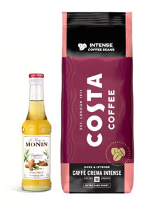 ZESTAW - Kawa ziarnista Costa Coffee Caffe Crema INTENSE 1kg + Syrop GINGERBREAD MONIN 0,25 l