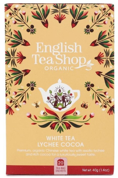 Biała herbata English Tea Shop White Tea Lychee Cocoa 20x2g