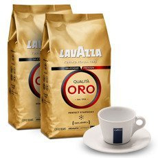 ZESTAW - Kawa Lavazza Qualita Oro 2x1kg + Filiżanka Lavazza Cappuccino 160ml