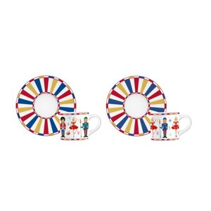 Zestaw 2 filiżanek do espresso ze spodkami Bialetti Nutcracker 80ml - NIEDOSTĘPNY - opinie w konesso.pl