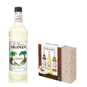 ZESTAW Syrop Monin 1L  kokosowy  + zestaw syropów 3x50ml