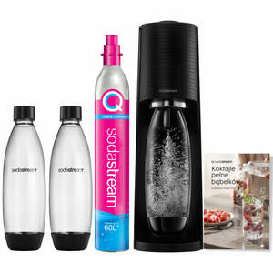 Saturator do wody gazowanej SodaStream Terra - Czarny + 2 butelki + książka