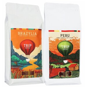 ZESTAW - Kawa ziarnista Trip Coffee Brazylia 1kg + Trip Coffee Peru 1kg